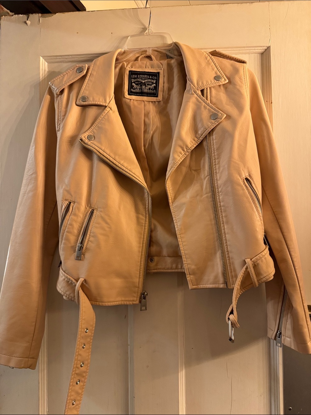 Levi's Beige/Tan Faux Leather Moto Biker Jacket